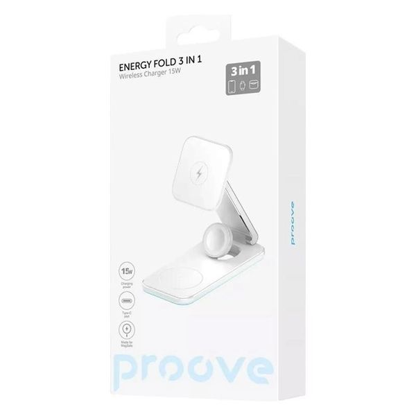 Бездротовий ЗП Proove Energy Fold 3 in 1 White 274 фото