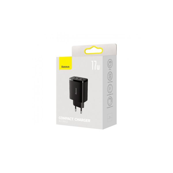 Блочок Baseus Compact Charger 3U 17W EU Black 506 фото