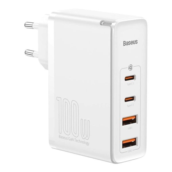 Блочок Baseus GaN2 Pro Quick Charger 100W 2Type-C + 2USB White 507 фото