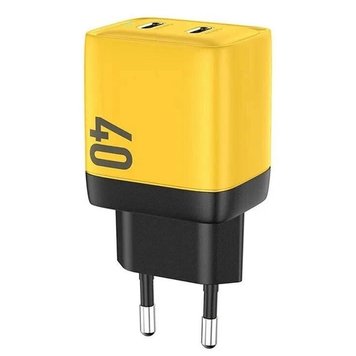 Блочок Veron TC-35 Home Charger 40W GaN (2Type-C) (Black / Yellow) 508 фото