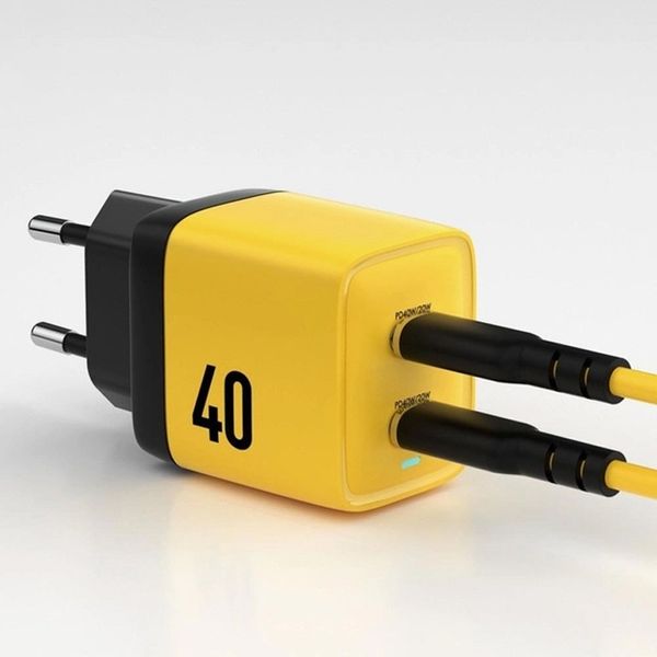 Блочок Veron TC-35 Home Charger 40W GaN (2Type-C) (Black / Yellow) 508 фото