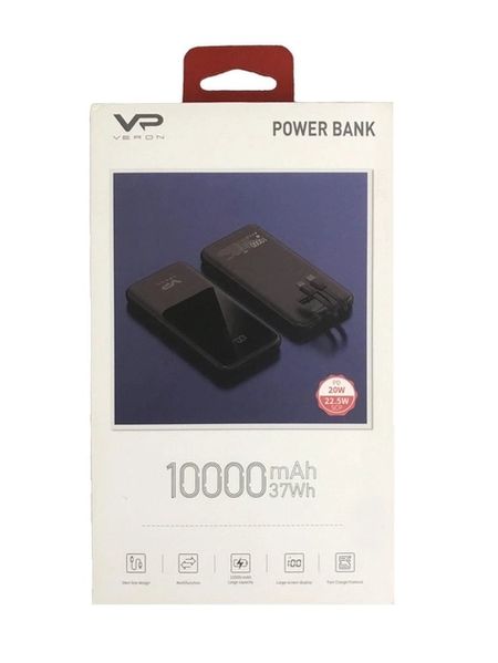 Power Bank 10000 mAh Veron PS1 22.5 Вт Чорний 346 фото