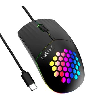 Миша дротова Earldom ET-KM5 Type-C 1.5М з чутливістю 800-1600DPI З підсвіткою RGB Чорни 350 фото