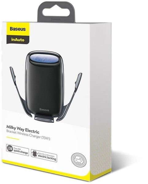 Автомобільний тримач із бездротовою зарядкою Baseus Milky Way Electric Bracket 15W Black 285 фото