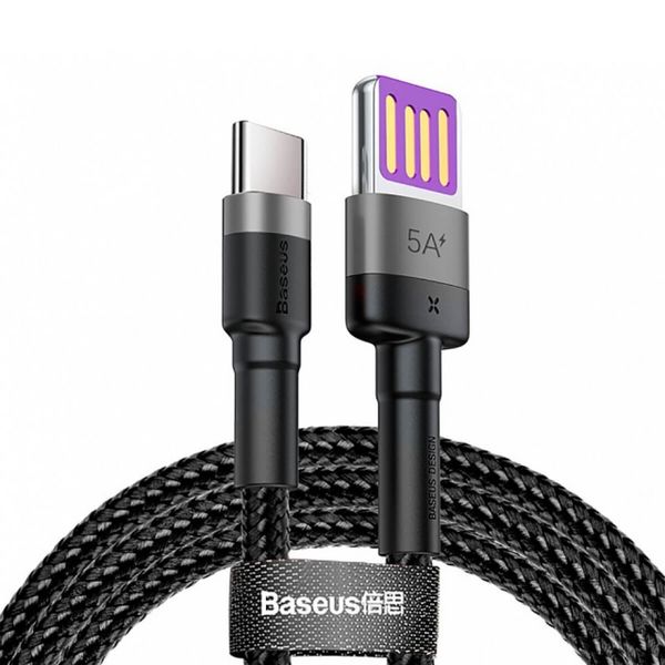 Кабель Baseus Cafule HW Quick Charging Data cable For Type-C 40W 1m Gray Black 289 фото