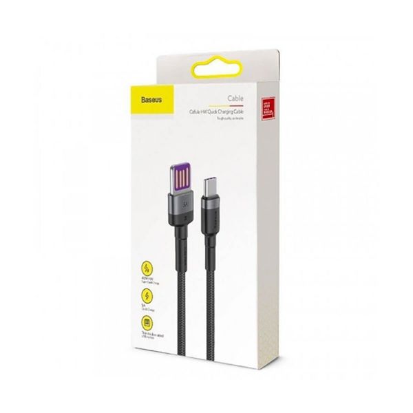 Кабель Baseus Cafule HW Quick Charging Data cable For Type-C 40W 1m Gray Black 289 фото