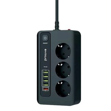 Подовжувач-фільтр Proove PD-03 мережевий 3 розетки 5 USB 1 Type-C 20W 2 м 380 фото