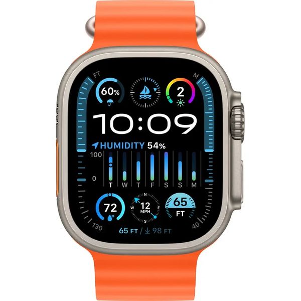 Apple Watch Ultra 2 GPS + Cellular 49mm Titanium Case with Orange Ocean Band (MREH3) 52 фото